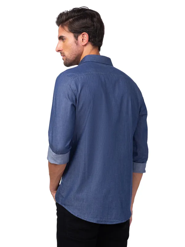 Being Human Clothing Men Slim Fit Collared Shirts-Indigo