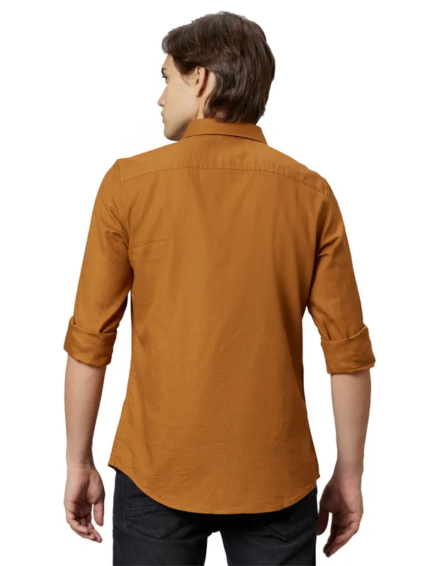 Being Human Clothing Men Slim Fit Shirts-Mustard