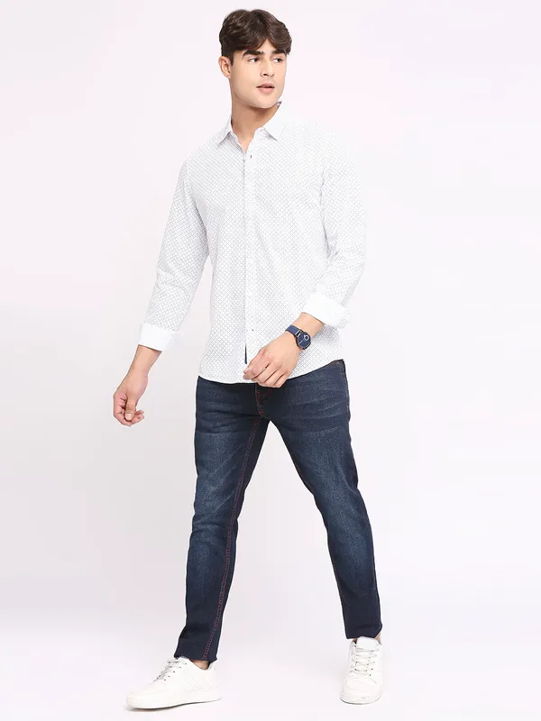 Being Human Men Slim Fit Shirts-White