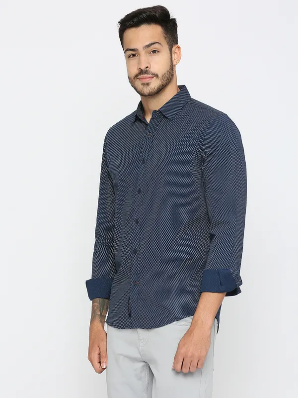 Being Human Men Slim Fit Shirts-Navy