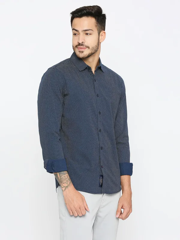 Being Human Men Slim Fit Shirts-Navy