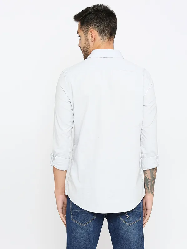 Being Human Slim Fit Men Collared Shirts-White