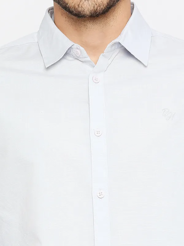 Being Human Slim Fit Men Collared Shirts-White