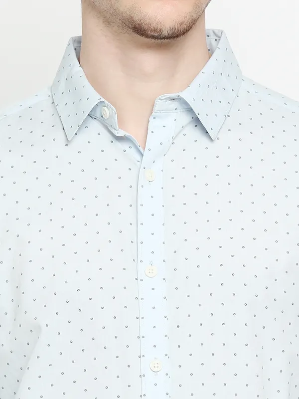 Being Human Men Slim Fit Shirts-Light Blue