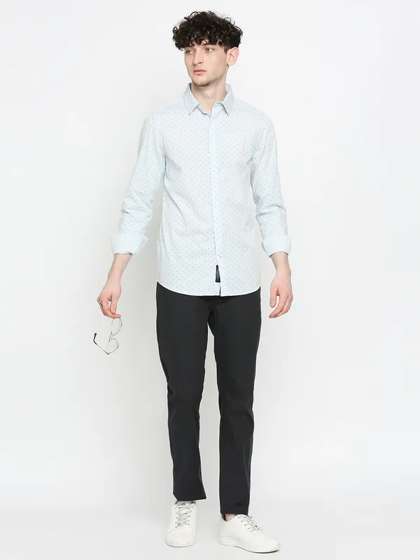 Being Human Men Slim Fit Shirts-Light Blue