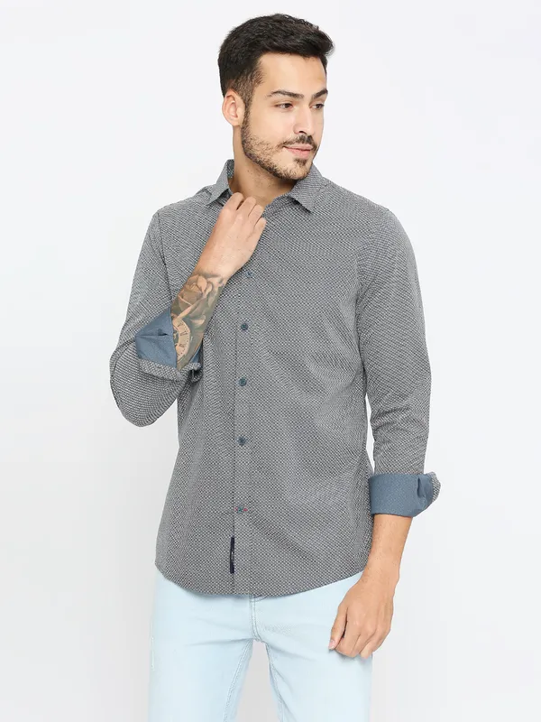 Being Human Men Slim Fit Shirts-Grey