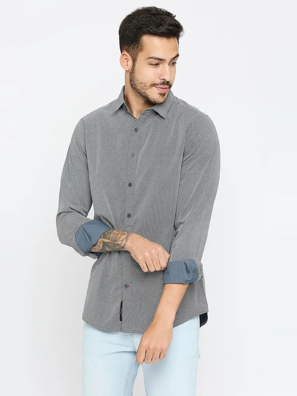 Being Human Men Slim Fit Shirts-Grey