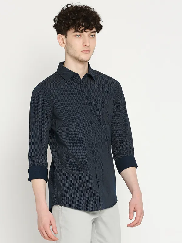 Being Human Men Slim Fit Shirts-Navy