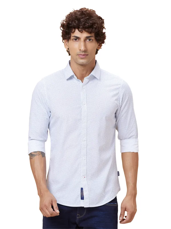 Being Human Men Slim Fit Shirts-White And Navy