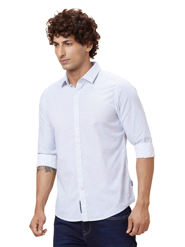 Being Human Men Slim Fit Shirts-White And Navy
