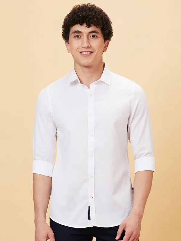 Being Human Men Slim Fit Shirts-White