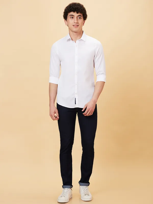 Being Human Men Slim Fit Shirts-White