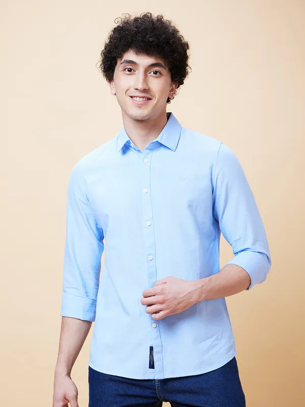 Being Human Men Slim Fit Shirts-Blue