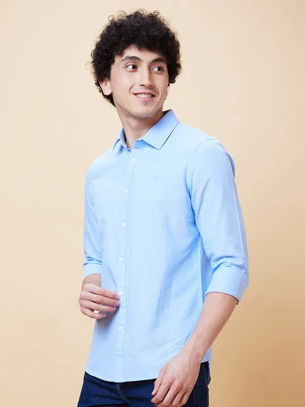 Being Human Men Slim Fit Shirts-Blue