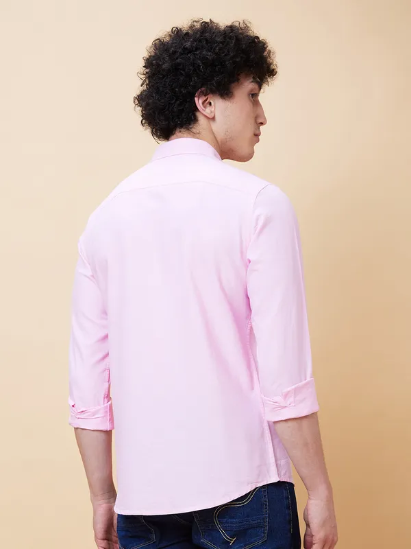 Being Human Men Slim Fit Shirts-Pink