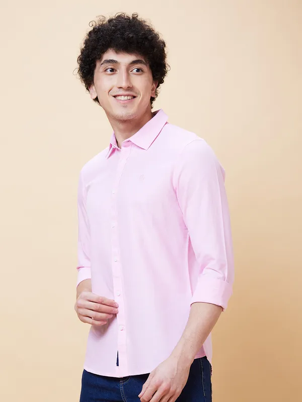 Being Human Men Slim Fit Shirts-Pink