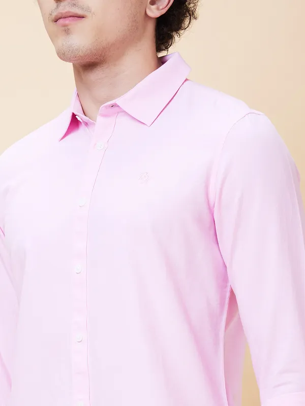 Being Human Men Slim Fit Shirts-Pink