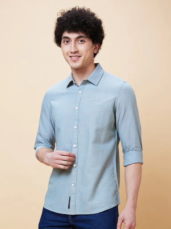 Being Human Men Slim Fit Shirts-Sea Weed