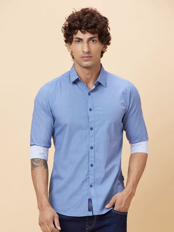 Being Human Men Slim Fit Shirts-Blue