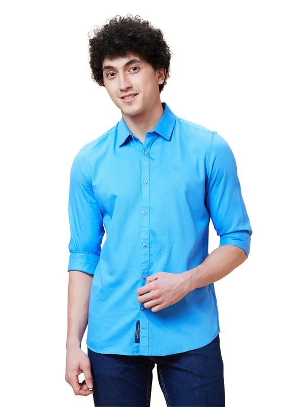 Being Human Men Slim Fit Shirts-Blue