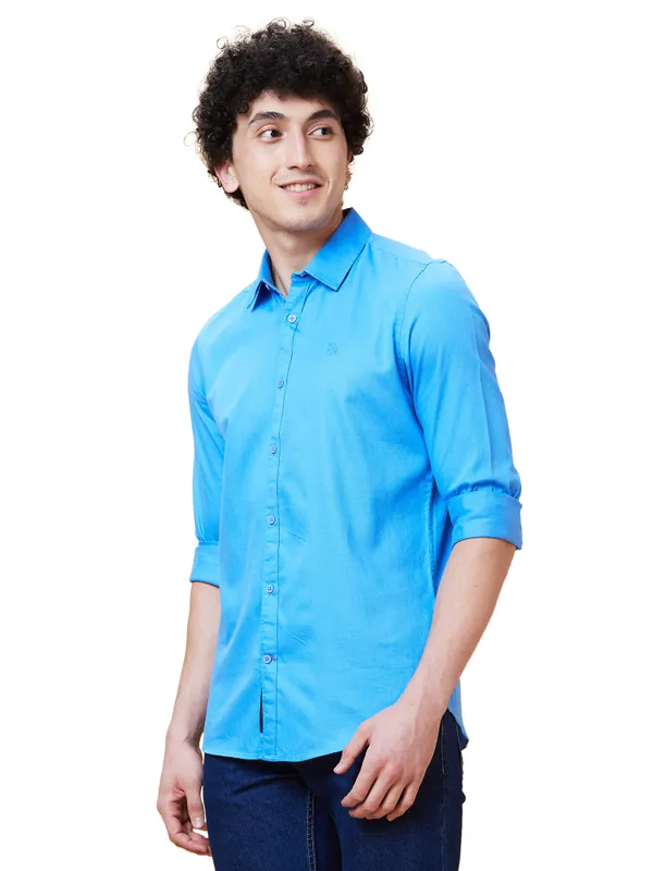 Being Human Men Slim Fit Shirts-Blue