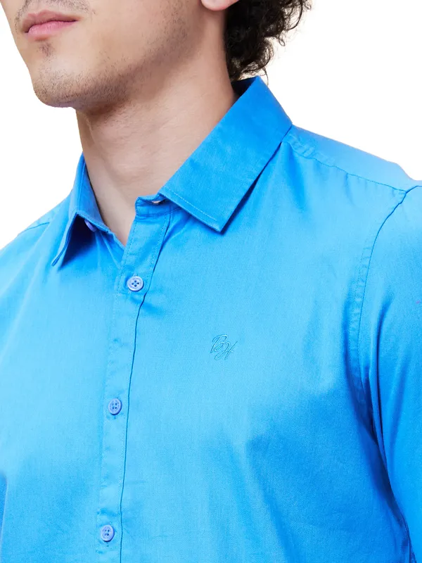 Being Human Men Slim Fit Shirts-Blue