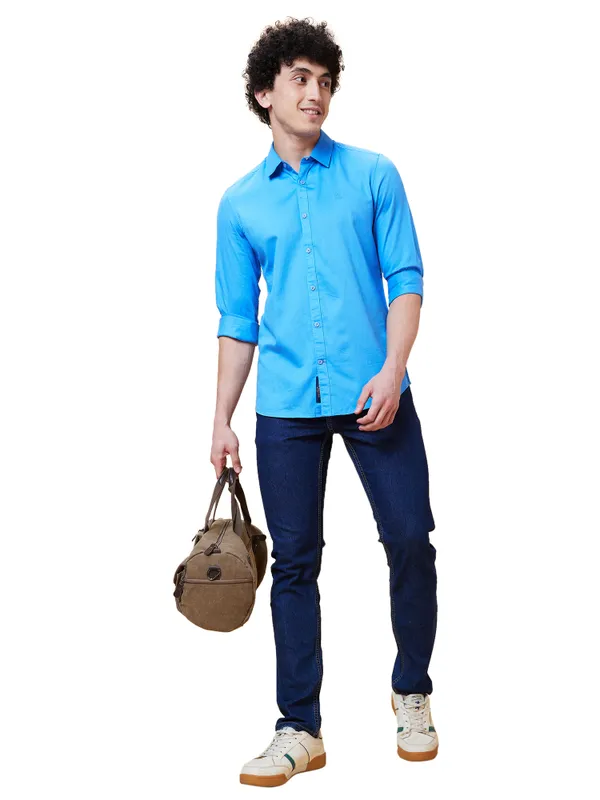 Being Human Men Slim Fit Shirts-Blue