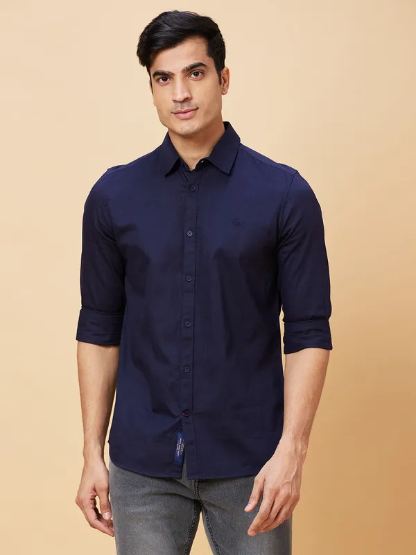 Being Human Men Slim Fit Shirts-Navy