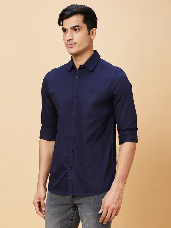 Being Human Men Slim Fit Shirts-Navy