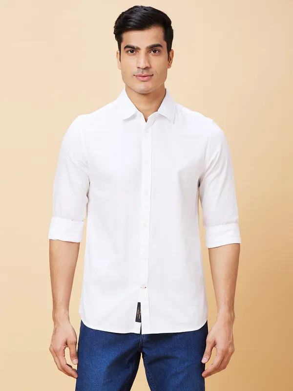 Being Human Men Slim Fit Shirts-White