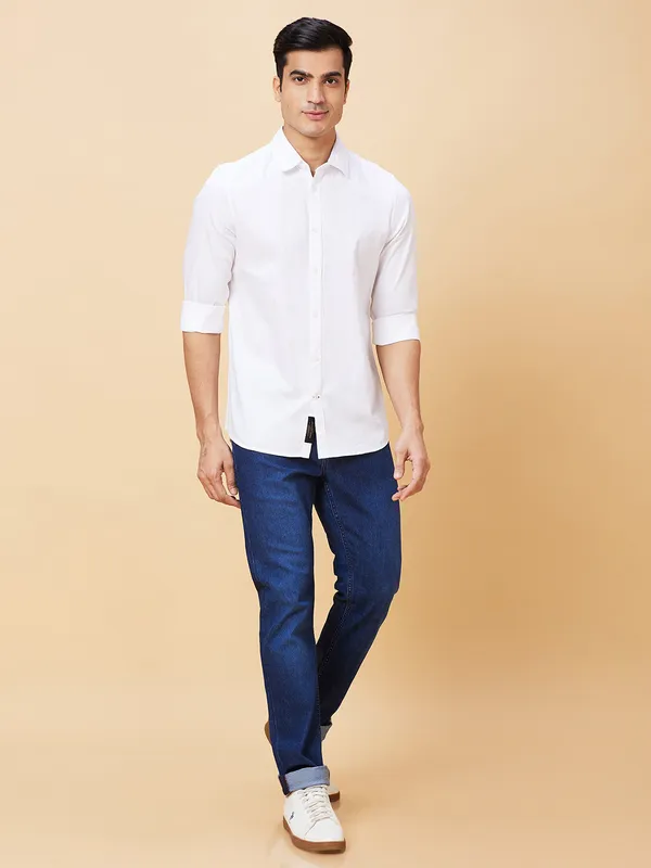 Being Human Men Slim Fit Shirts-White