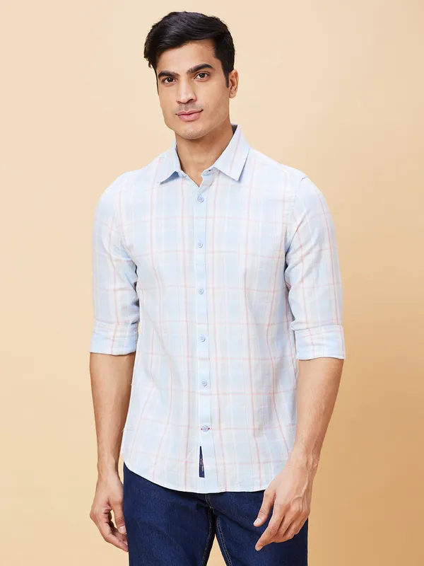 Being Human Clothing Men Slim Fit Shirts-Sky