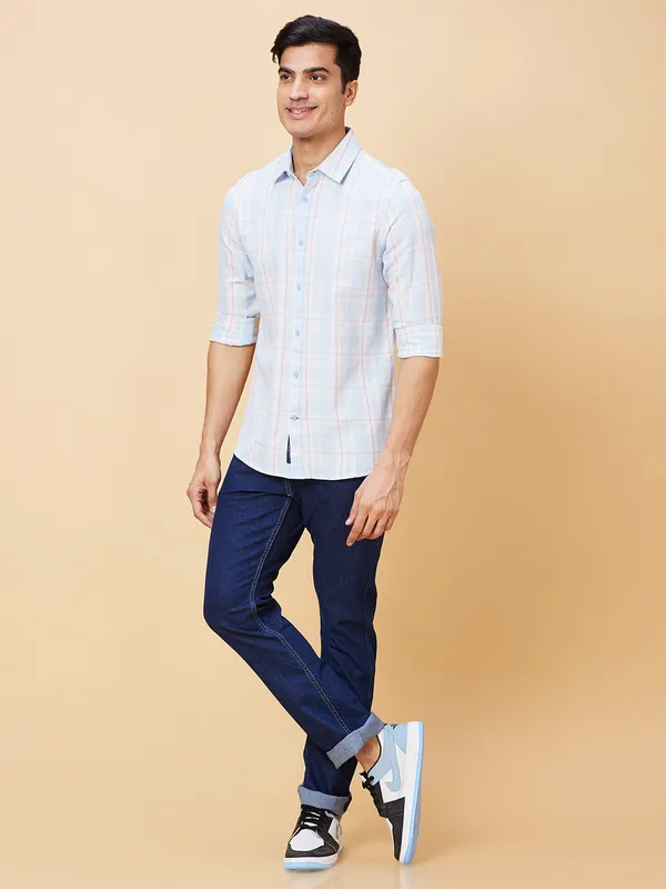 Being Human Clothing Men Slim Fit Shirts-Sky