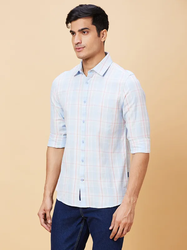 Being Human Clothing Men Slim Fit Shirts-Sky