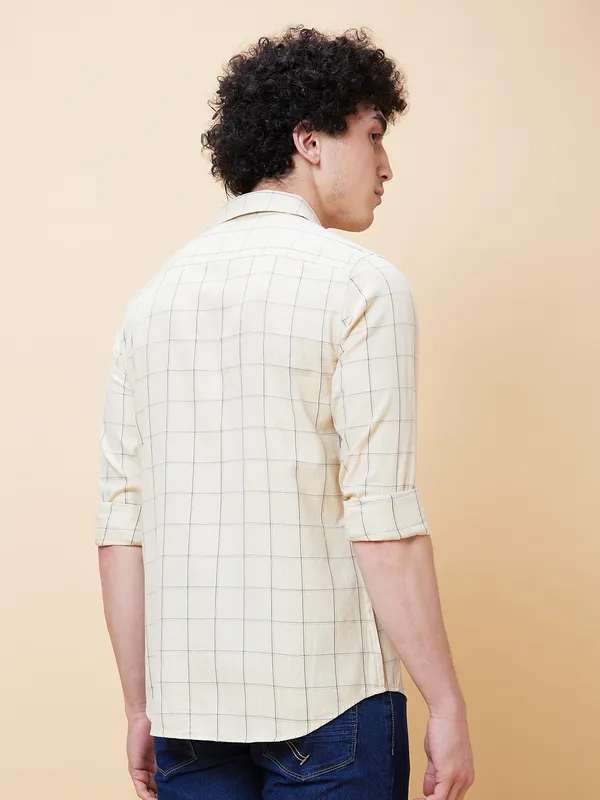 Being Human Men Slim Fit Shirts-Beige
