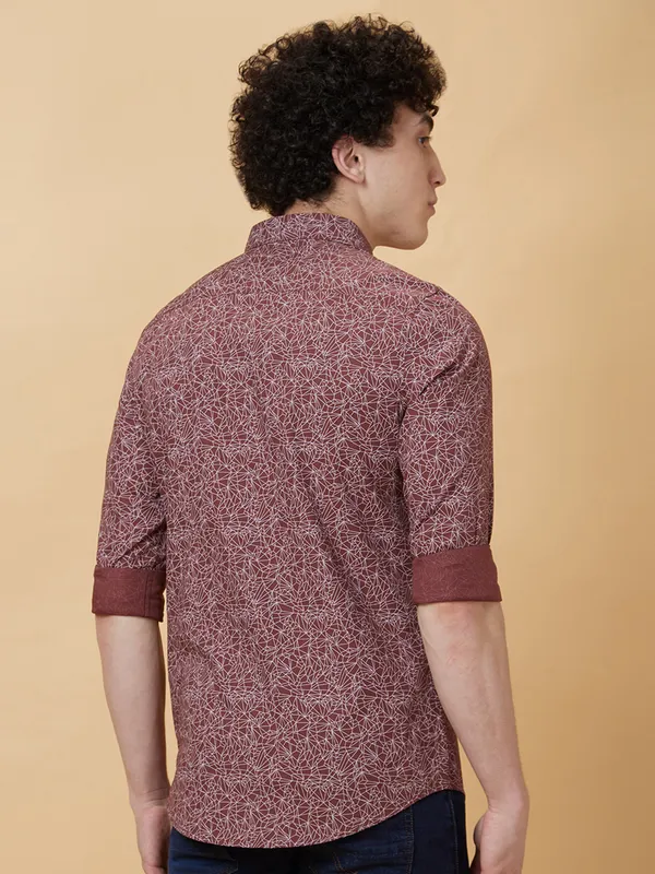 Being Human Clothing Men Slim Fit Shirts-Maroon