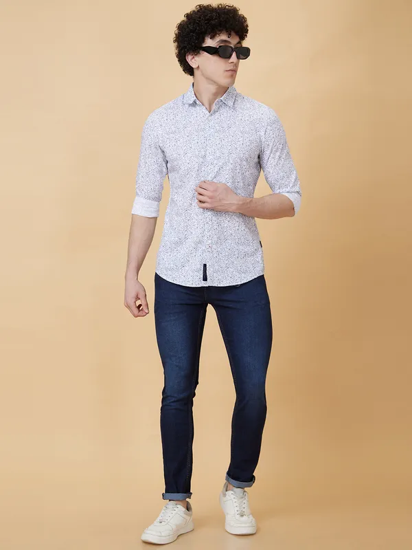 Being Human Clothing Men Slim Fit Shirts-White