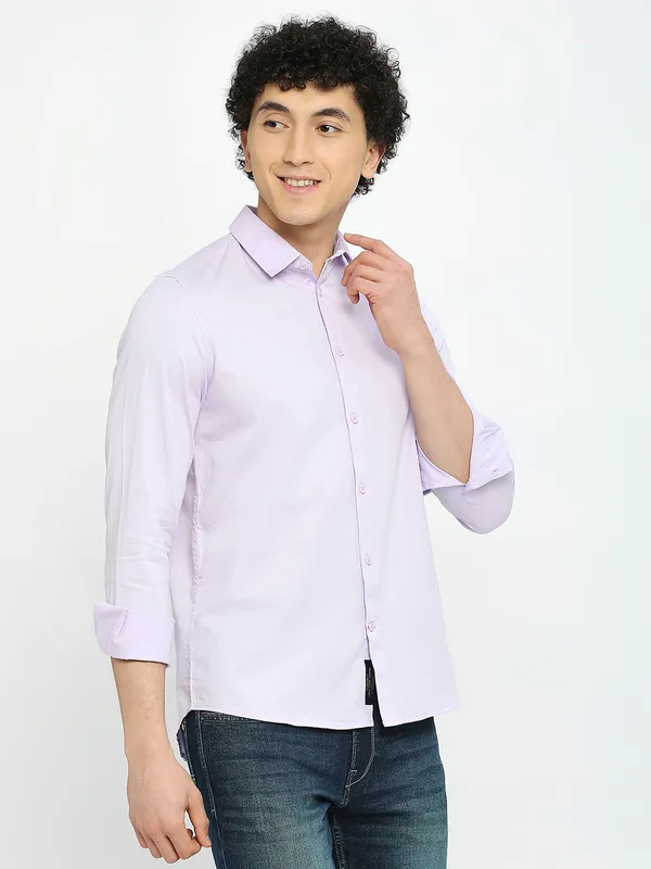 Being Human Men Slim Fit Shirts-Lilac