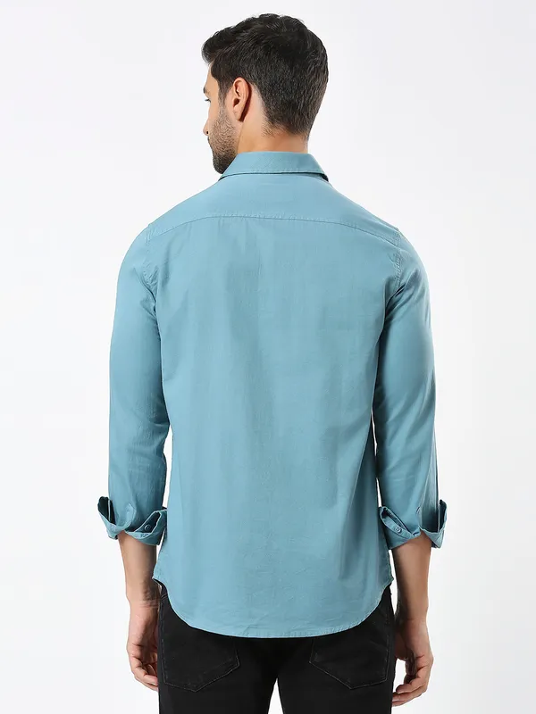 Being Human Men Slim Fit Shirts-Teal