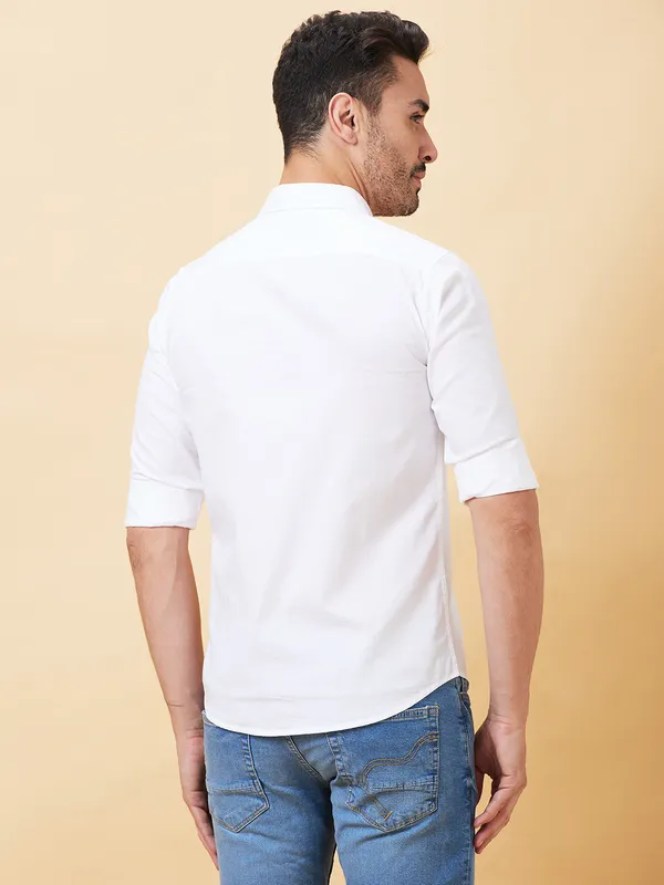 Being Human Men Slim Fit Shirts-White