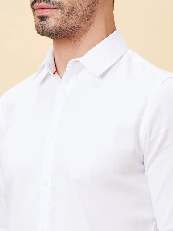 Being Human Men Slim Fit Shirts-White