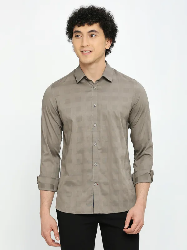 Being Human Men Slim Fit Shirts-Coffee