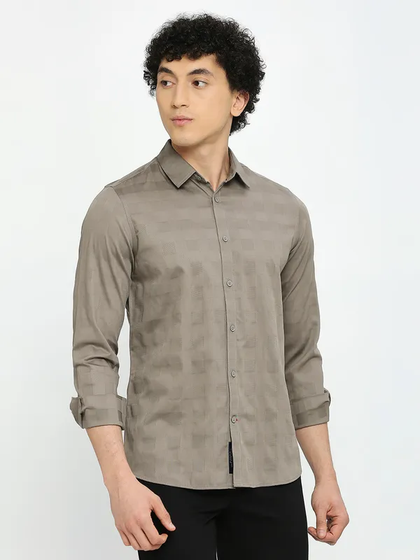 Being Human Men Slim Fit Shirts-Coffee