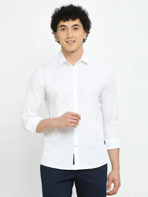 Being Human Men Slim Fit Shirts-White