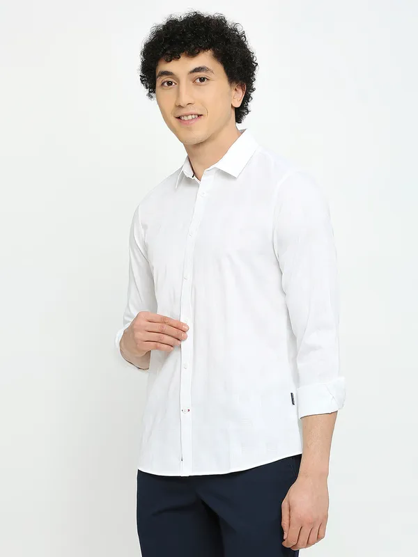 Being Human Men Slim Fit Shirts-White