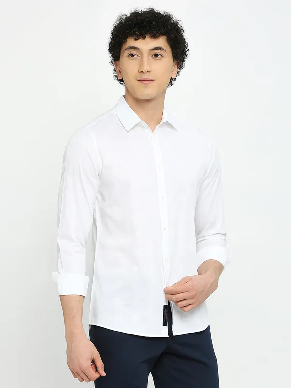 Being Human Men Slim Fit Shirts-White