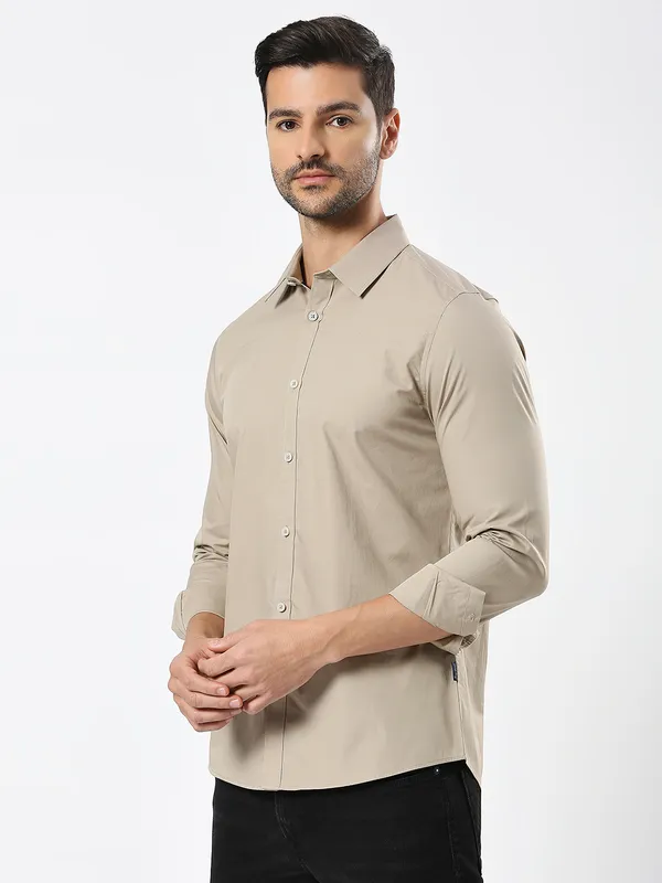 Being Human Clothing Men Slim Fit Shirts-Light Pista