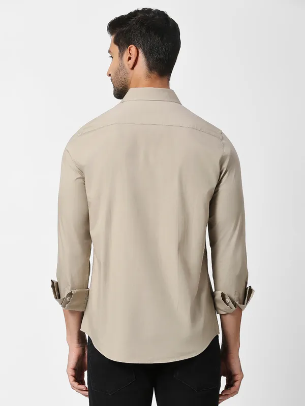 Being Human Clothing Men Slim Fit Shirts-Light Pista
