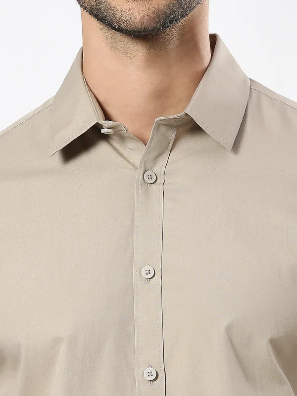 Being Human Clothing Men Slim Fit Shirts-Light Pista