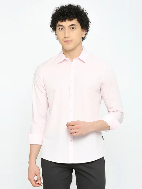 Being Human Men Slim Fit Shirts-Pink